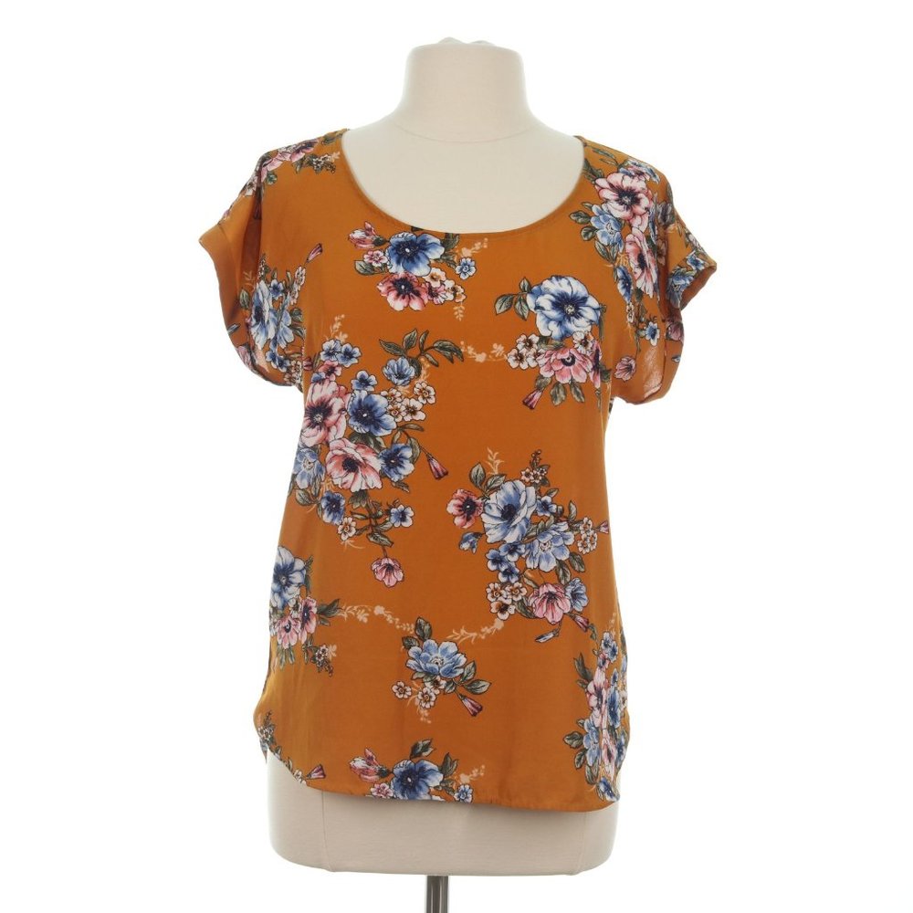 Pink Republic Women's Mustard Floral Zip Back Blouse Top